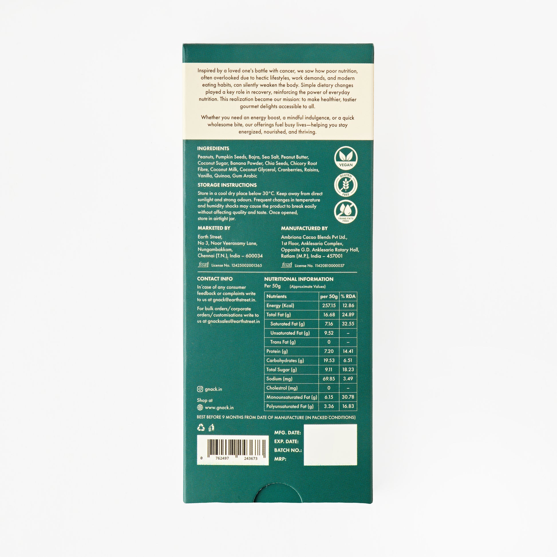 Vegan Energy Bar - 50 GMS | VEGAN & GLUTEN FREE