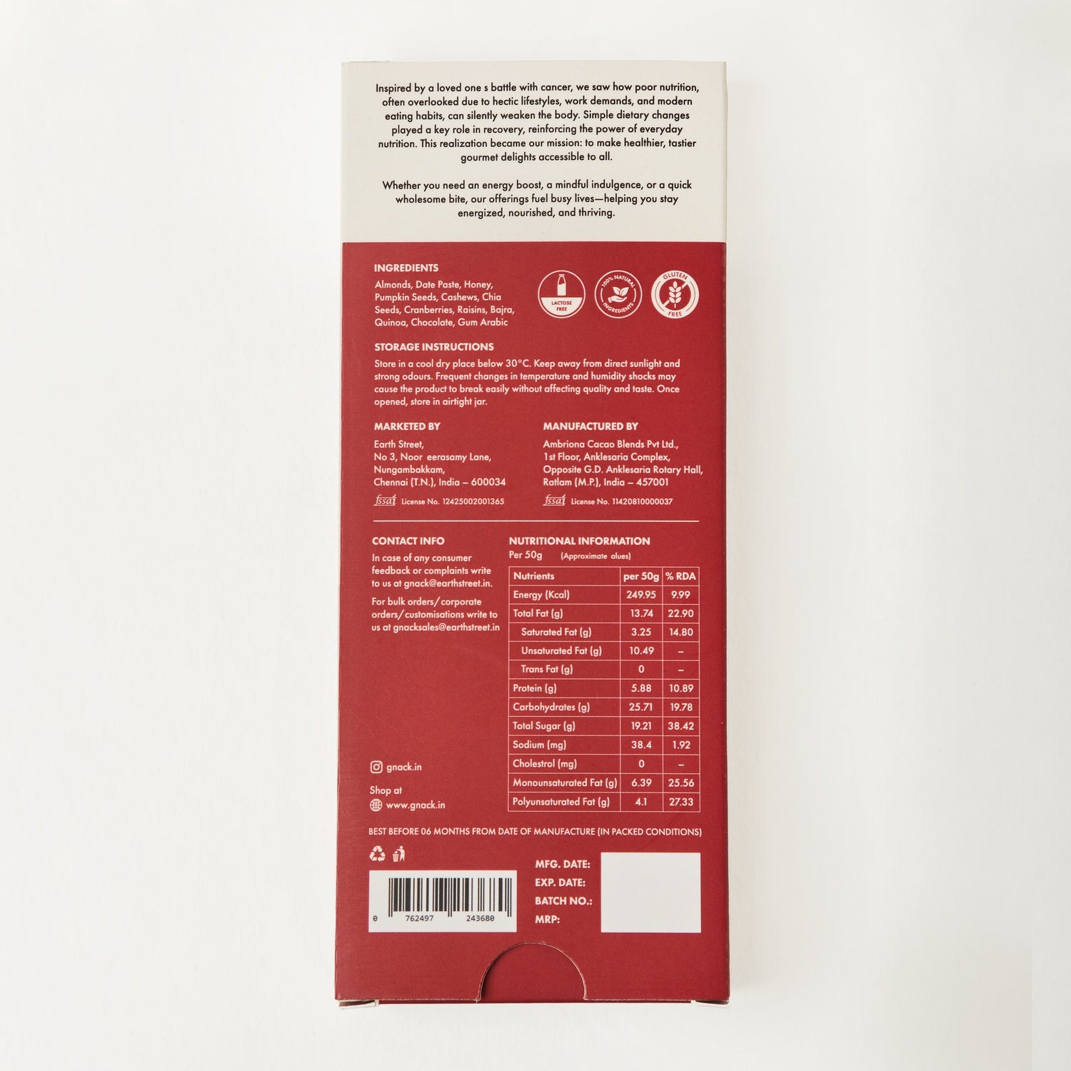 Anytime Energy Bar - 50 gms | LACTOSE & GLUTEN FREE